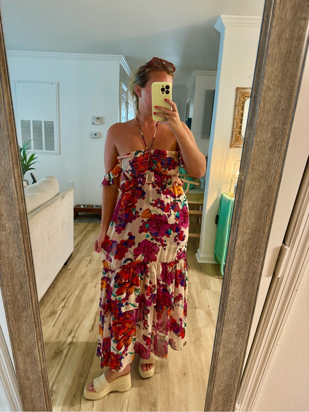MISA Los Angeles Kiana Floral Chiffon Maxi Dress Size Small Pink Romantic Boho